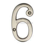 M Marcus Heritage Brass Numeral 6 - Face Fix 76mm Traditional font